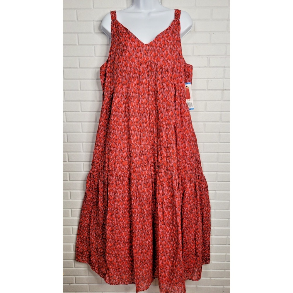Joie Tea Rose Sun Dress Sz Large Tiered Cotton Midi Summer Boho Beachy NWT